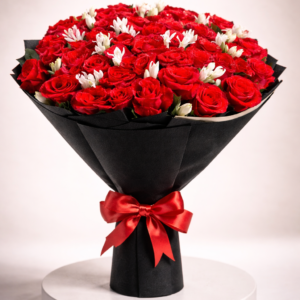 Red & White Roses with Gladiolus