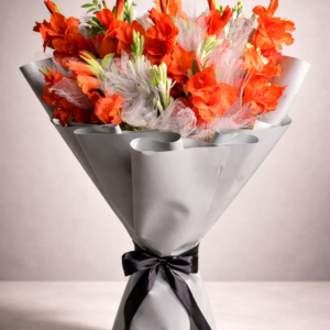 Red & White Roses with Gladiolus